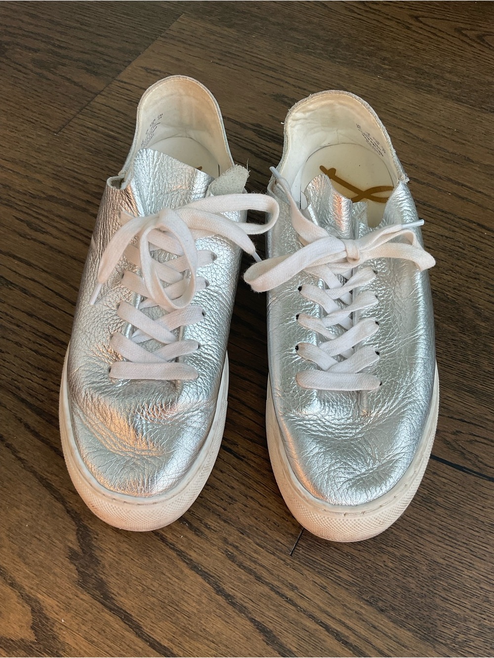 Sam Edelman Poppy Metallic Low-Top Sneakers with White Soles
